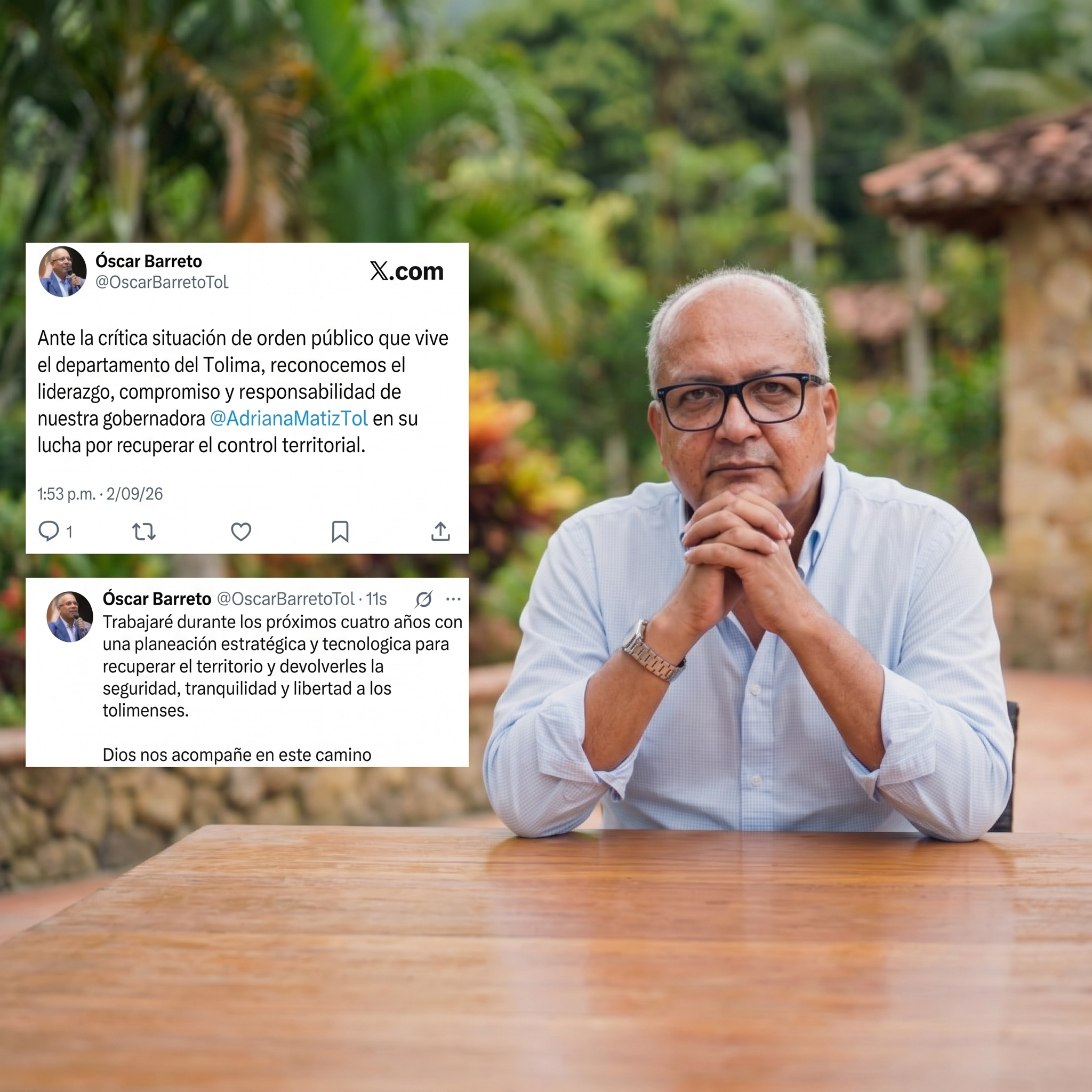 Un trino de Óscar Barreto desata el debate: ¿Se cocina su regreso a la Gobernación del Tolima?